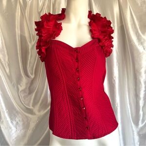bebe Red Ruffled Blouse